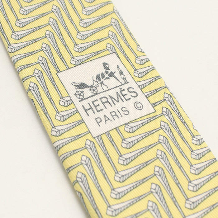 HERMES HE77762 Silk tie tie yellow mens