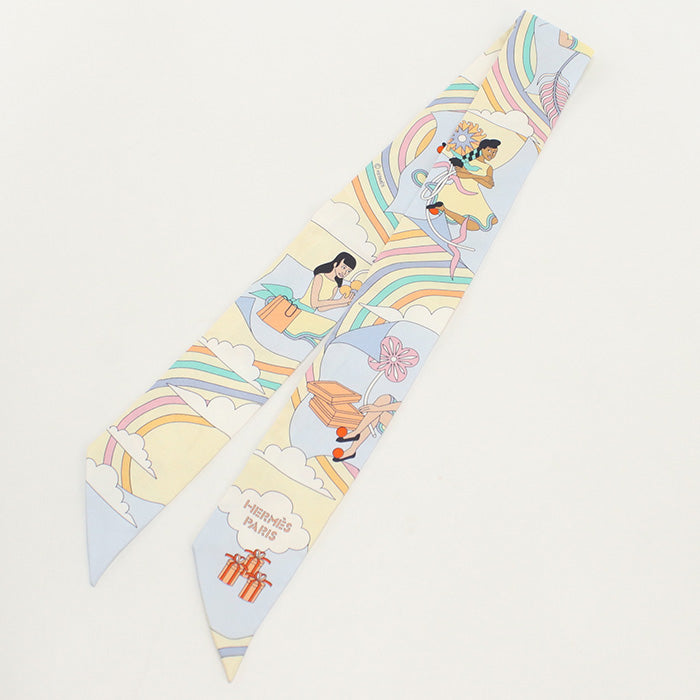 HERMES 063849S Scarf Twilly CARRES VOLANTS shawl silk multi Women