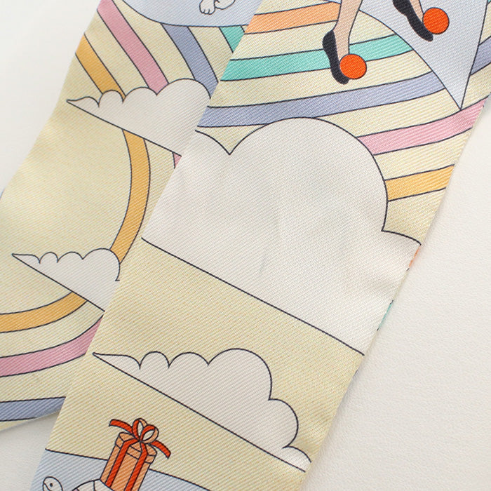 HERMES 063849S Scarf Twilly CARRES VOLANTS shawl silk multi Women