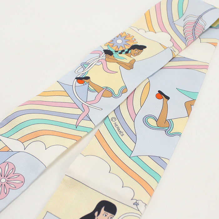 HERMES 063849S Scarf Twilly CARRES VOLANTS shawl silk multi Women