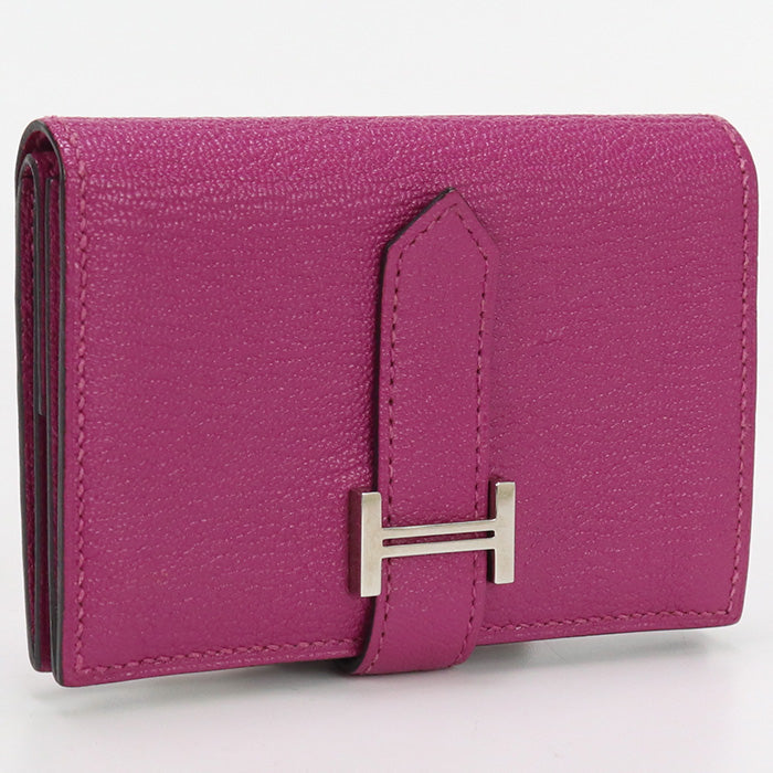 HERMES Card Case Bean mini Business card,Multi-purpose case Chevre purple Women(unisex)