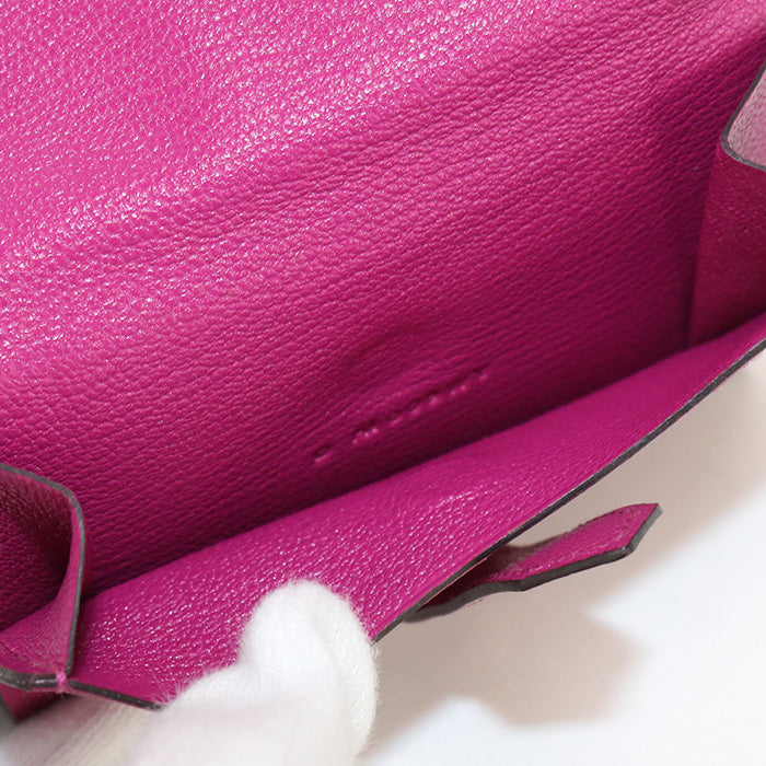 HERMES Card Case Bean mini Business card,Multi-purpose case Chevre purple Women(unisex)