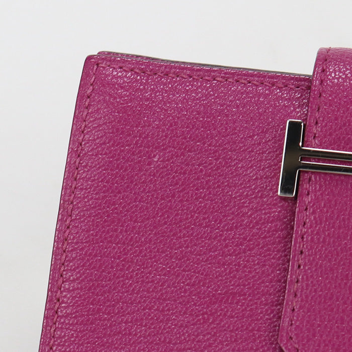 HERMES Card Case Bean mini Business card,Multi-purpose case Chevre purple Women(unisex)