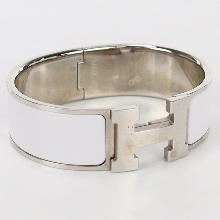 HERMES Bangle Click crack H Bracelet enamel,Palladium white Women