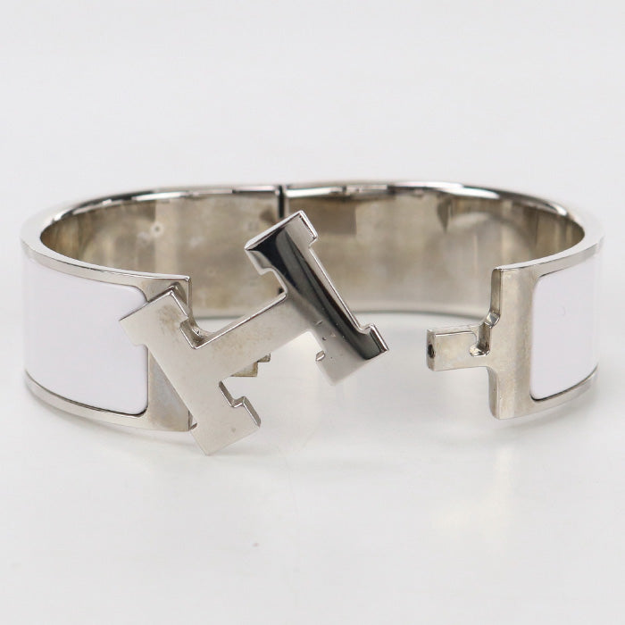 HERMES Bangle Click crack H Bracelet enamel,Palladium white Women