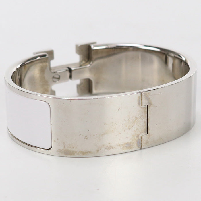 HERMES Bangle Click crack H Bracelet enamel,Palladium white Women