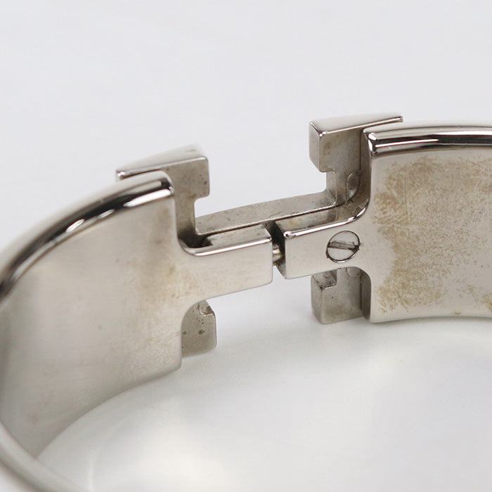 HERMES Bangle Click crack H Bracelet enamel,Palladium white Women