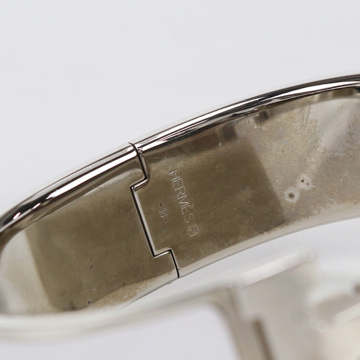 HERMES Bangle Click crack H Bracelet enamel,Palladium white Women