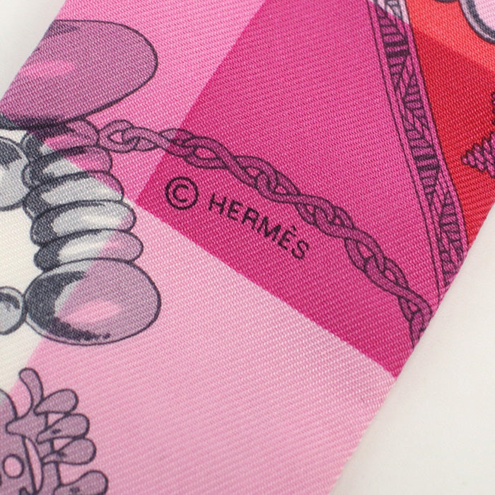 HERMES Scarf Twilly horse bite and chain Stall silk Multicolor Women