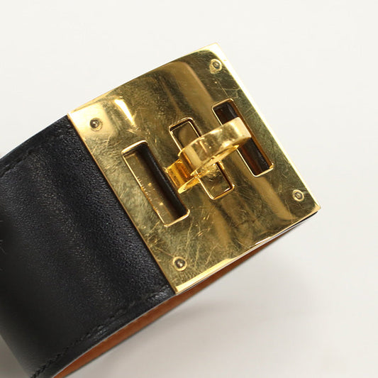 HERMES Kelly dog Bangle leather black Women