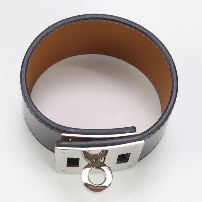 HERMES H072928CK89T1 Bangle Kelly Dog Thick Bangle leather black Women(unisex)