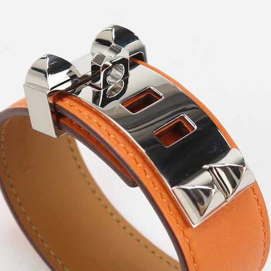 HERMES H079501CC89T2 Bangle Colliedo Cyan 24 Thin bangle Goatskin Orange Women(unisex)