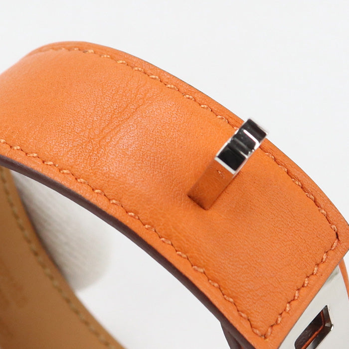 HERMES H079501CC89T2 Bangle Colliedo Cyan 24 Thin bangle Goatskin Orange Women(unisex)