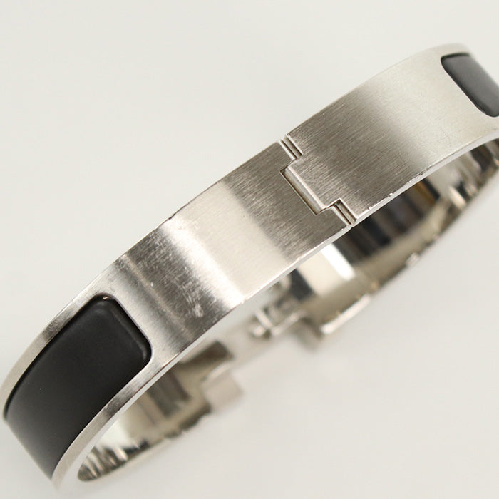 HERMES Bangle Click Clack Click Ash PM Bracelet Thin bangle Palladium Plate Silver Women