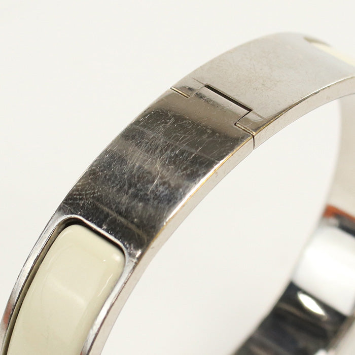 HERMES Bangle H Click Crack PM Bracelet enamel,Gold Plated white Women