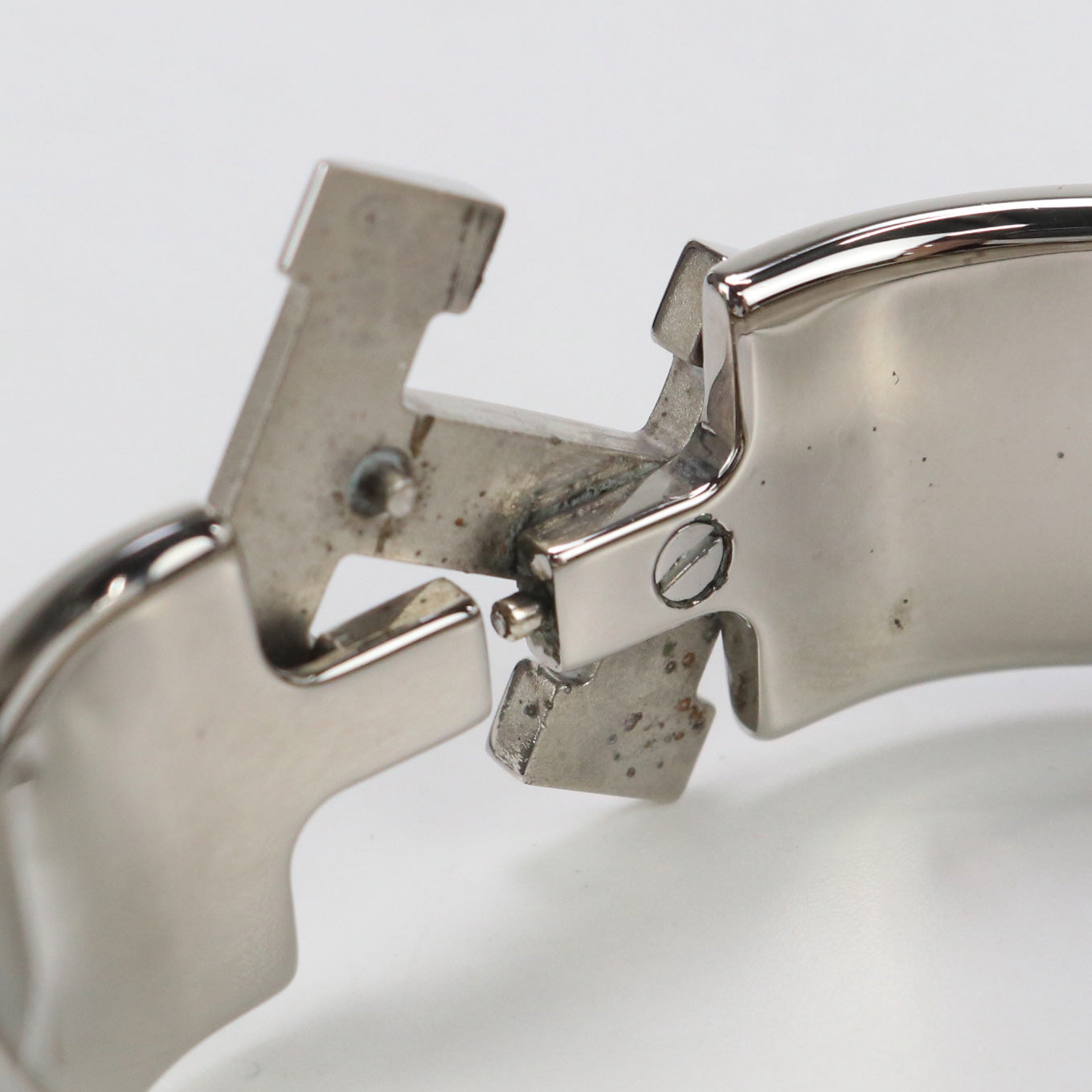 HERMES Bangle Click crack H Bracelet metal,enamel Silver/Light Blue Women
