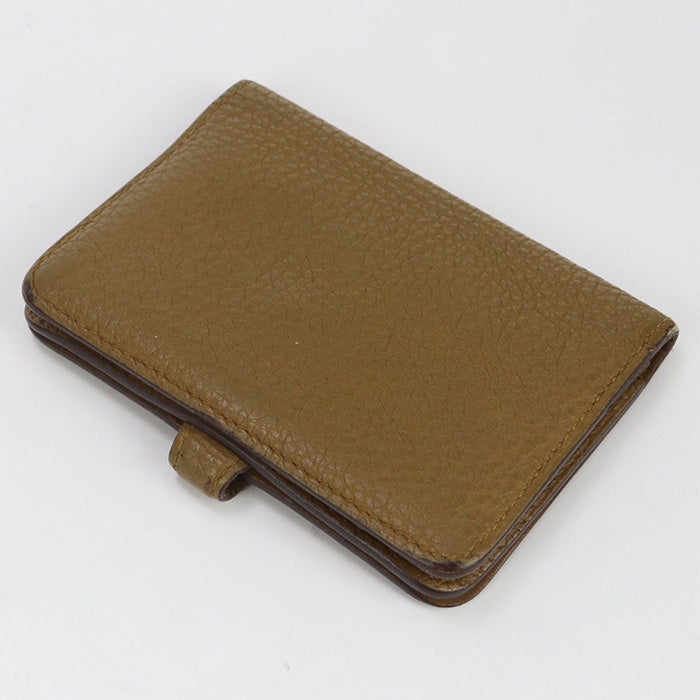 HERMES Dogon compact name card holder Togo brown Women