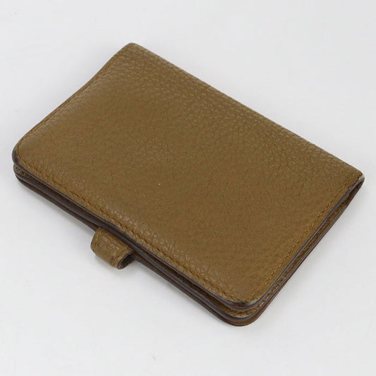 HERMES Dogon compact name card holder Togo brown Women