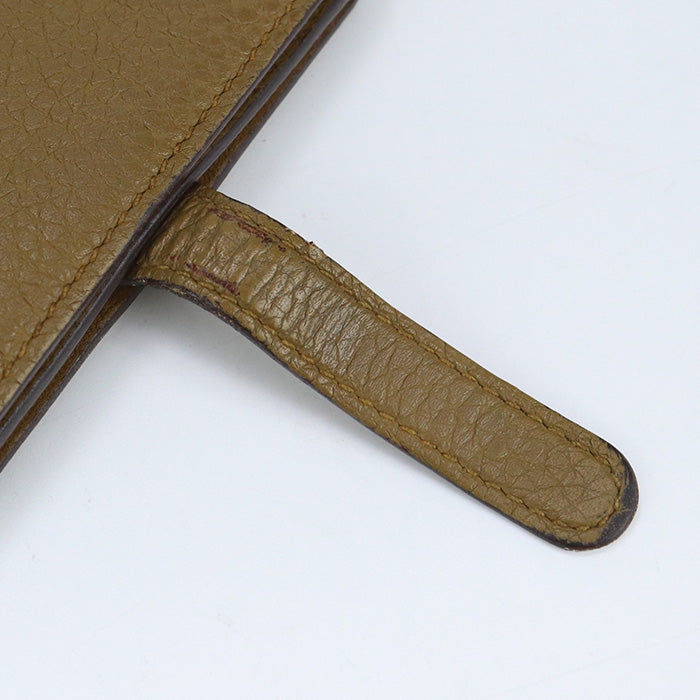 HERMES Dogon compact name card holder Togo brown Women