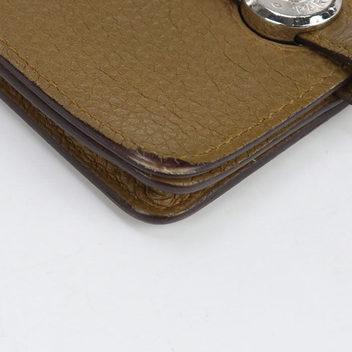 HERMES Dogon compact name card holder Togo brown Women