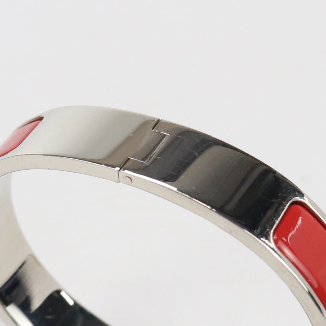 HERMES Bangle Click H Thin Bracelet bracelet metal,enamel Silver/Red Women