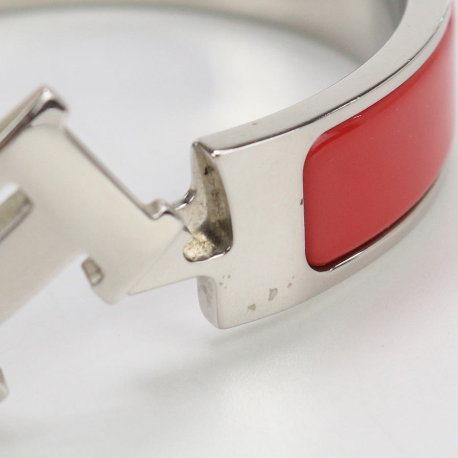 HERMES Bangle Click H Thin Bracelet bracelet metal,enamel Silver/Red Women
