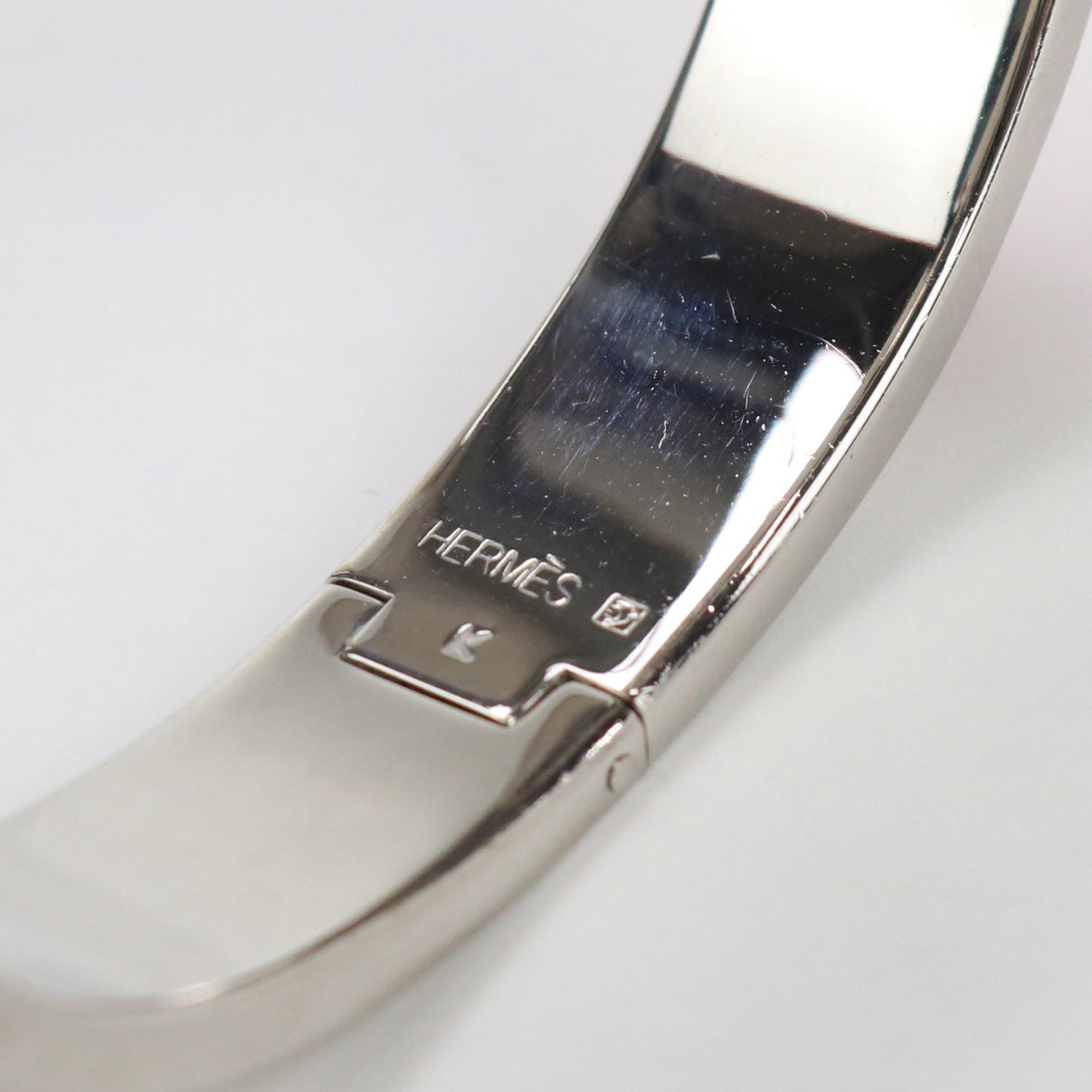 HERMES Bangle Click H Thin Bracelet bracelet metal,enamel Silver/Red Women