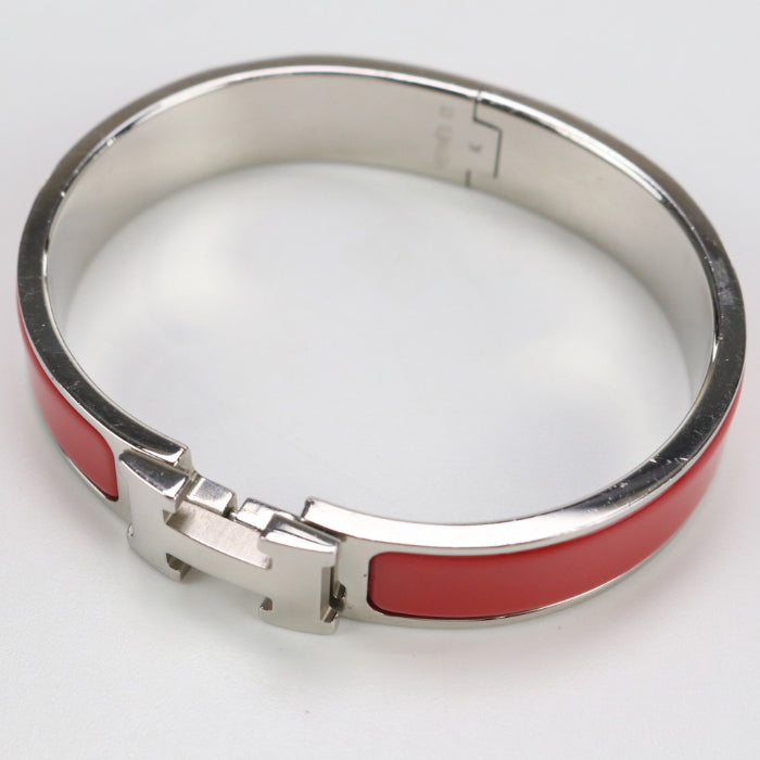 HERMES Bangle Click H Thin Bracelet bracelet metal,enamel Silver/Red Women