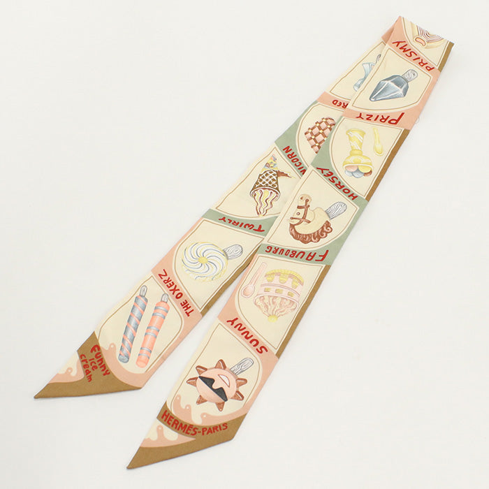 HERMES H064109S 02 Scarf Twilly FUNNY ICE CREAM shawl silk multi Women