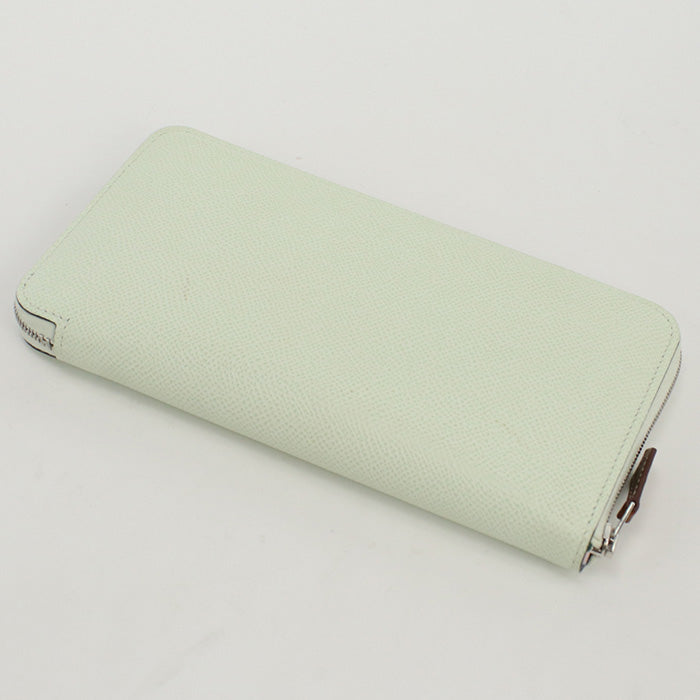 HERMES Long Wallet Azap long silk in Zip Around Wallet Purse Epsom Light Green unisex