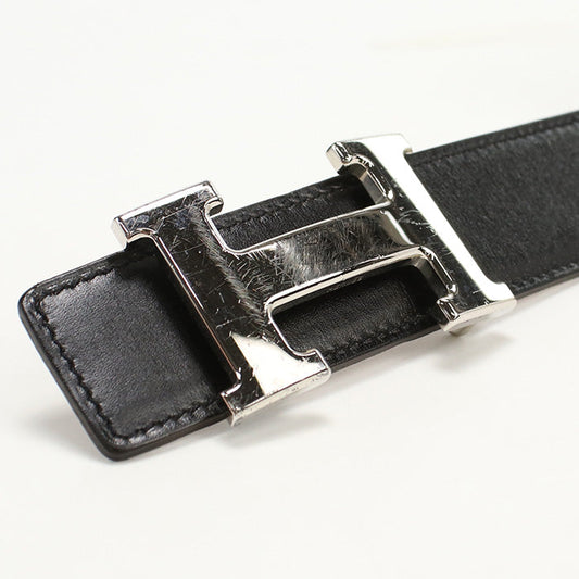 HERMES belt H belt leather black mens