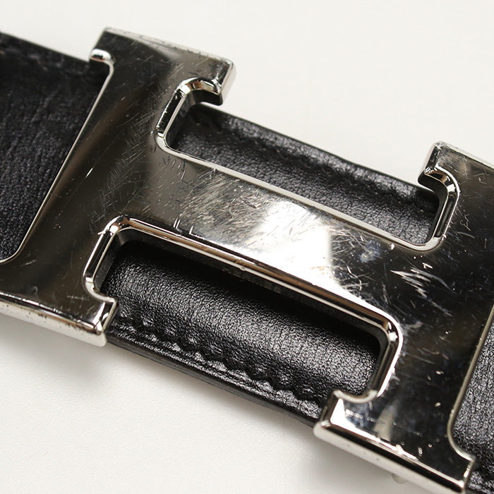 HERMES belt H belt leather black mens