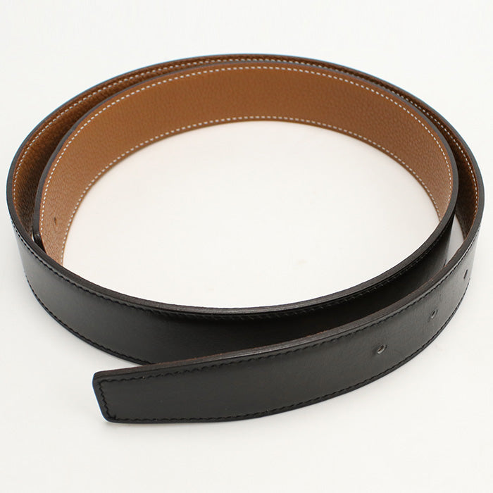 HERMES belt H belt leather black mens