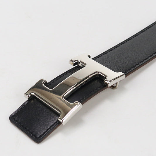 HERMES belt H logo reversible belt Bock Scarf,Togo black/Brown mens(unisex)