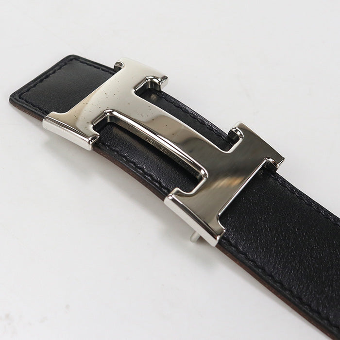 HERMES belt H logo reversible belt Bock Scarf,Togo black/Brown mens(unisex)