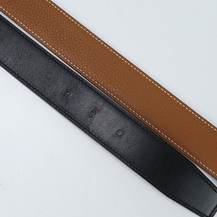 HERMES belt H logo reversible belt Bock Scarf,Togo black/Brown mens(unisex)