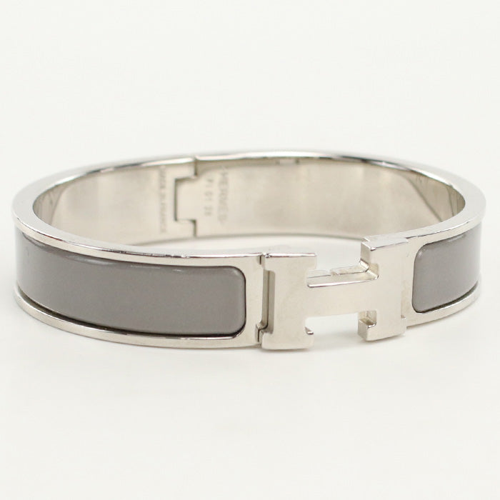 HERMES Click H Bangle/Palladium Silver Women