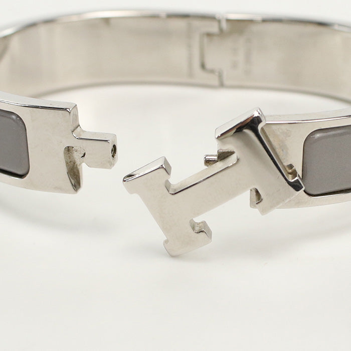 HERMES Click H Bangle/Palladium Silver Women