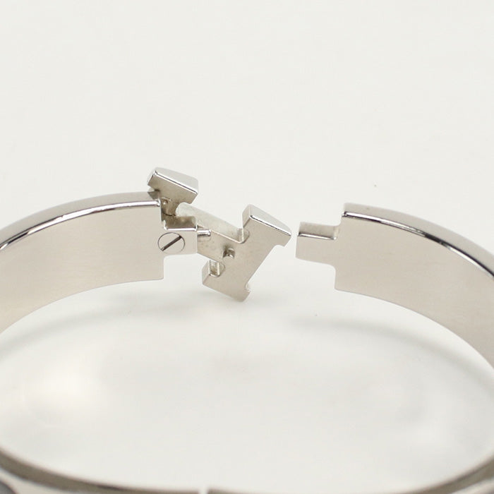 HERMES Click H Bangle/Palladium Silver Women