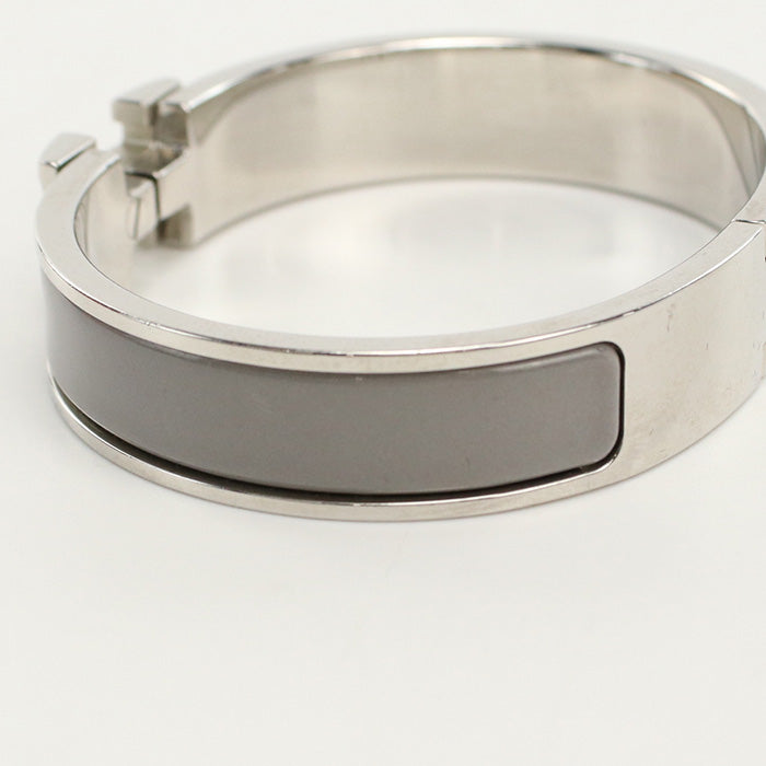 HERMES Click H Bangle/Palladium Silver Women