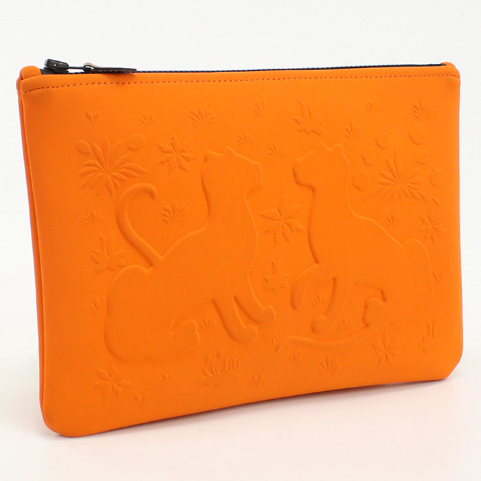HERMES H103748M Neoban Leopard Truth Flat MM Clutch bag Pouch polyamide,Elastane Orange Women(unisex)