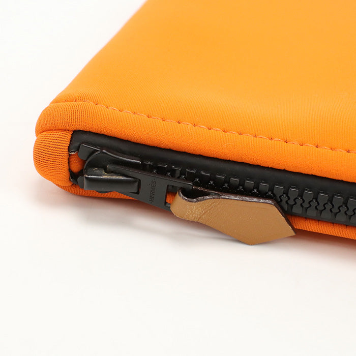 HERMES H103748M Neoban Leopard Truth Flat MM Clutch bag Pouch polyamide,Elastane Orange Women(unisex)