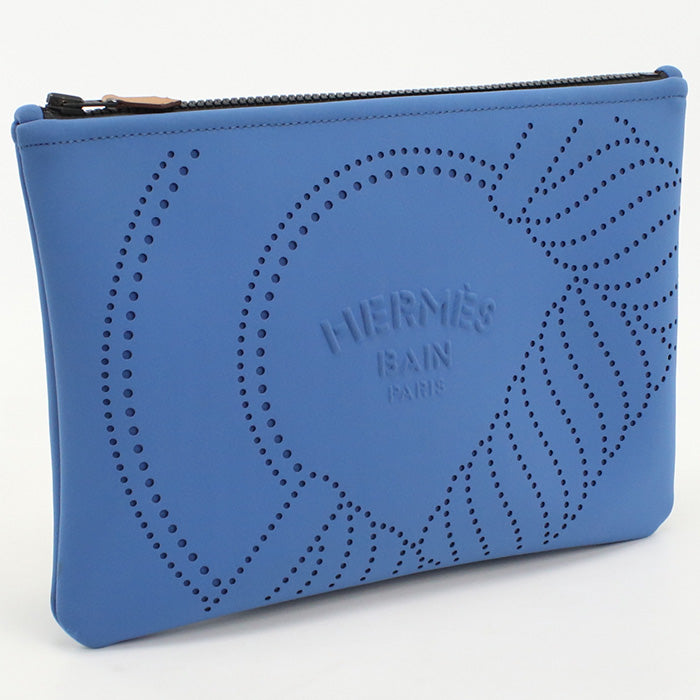 HERMES H103558M 02 Pouch Neoban Kanoe H MM Clutch bag polyamide,Elastane blue Women(unisex)