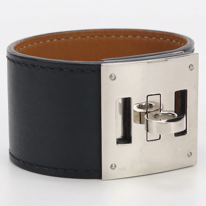 HERMES HE83576 Kelly dog Bangle Calfskin/Buy Now Black Women