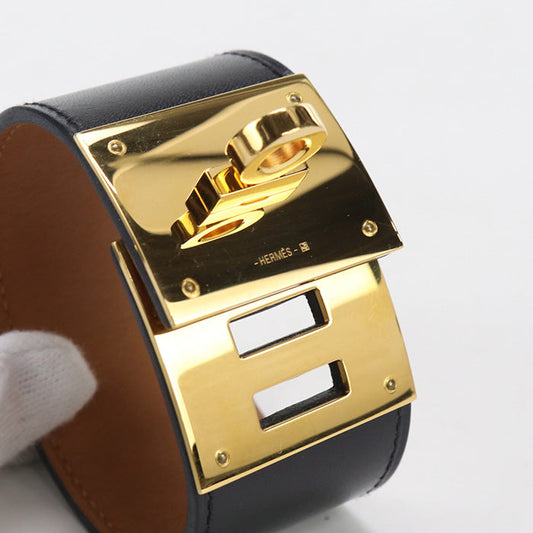 HERMES HE83577 Kelly dog Bangle Calfskin/Buy Now Black Women