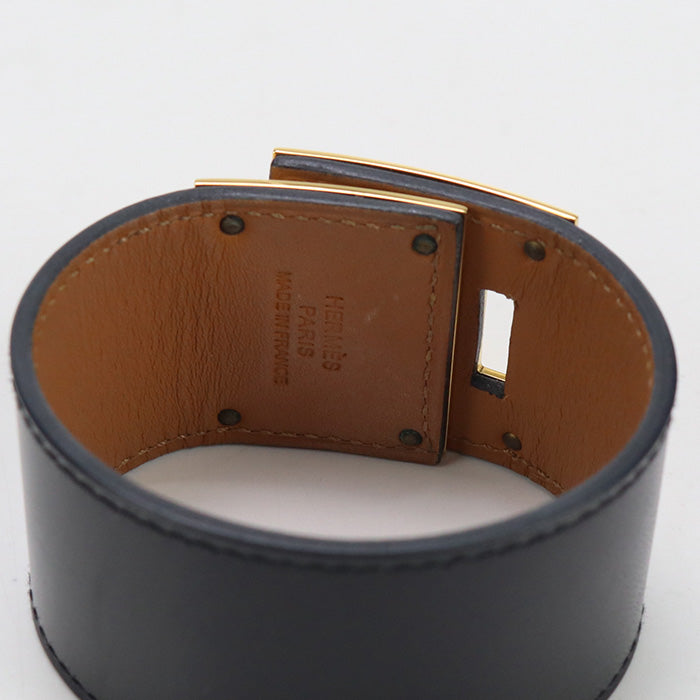 HERMES HE83577 Kelly dog Bangle Calfskin/Buy Now Black Women