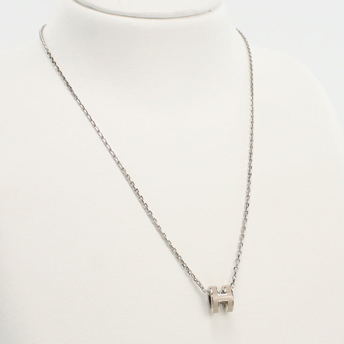 HERMES MINI POP H Necklace Palladium Silver Women