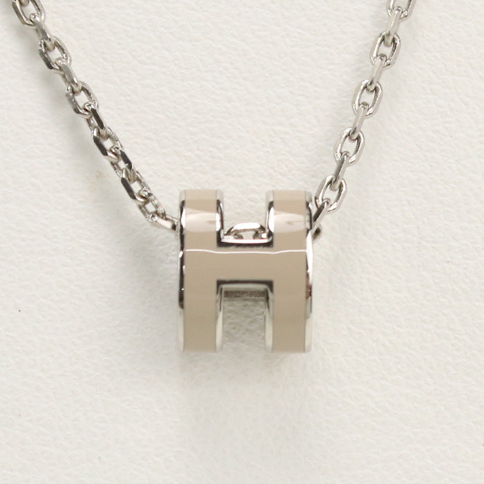 HERMES MINI POP H Necklace Palladium Silver Women