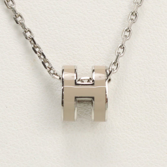 HERMES MINI POP H Necklace Palladium Silver Women
