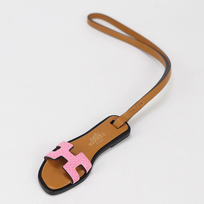 HERMES 080148CABA Bag charm Oran Nano Monochrome Sandal Straps Epsom, Veau Butler, Bash Hunter Brown Women
